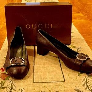 Gucci low heel size 10 deep plum purple